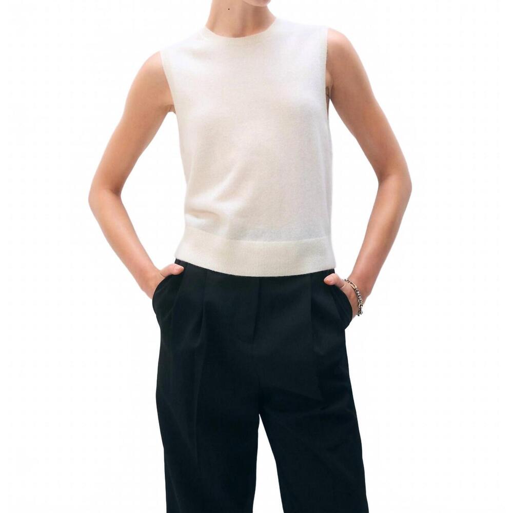 NEW WHITE + WARREN cashmere shell tank in ivory